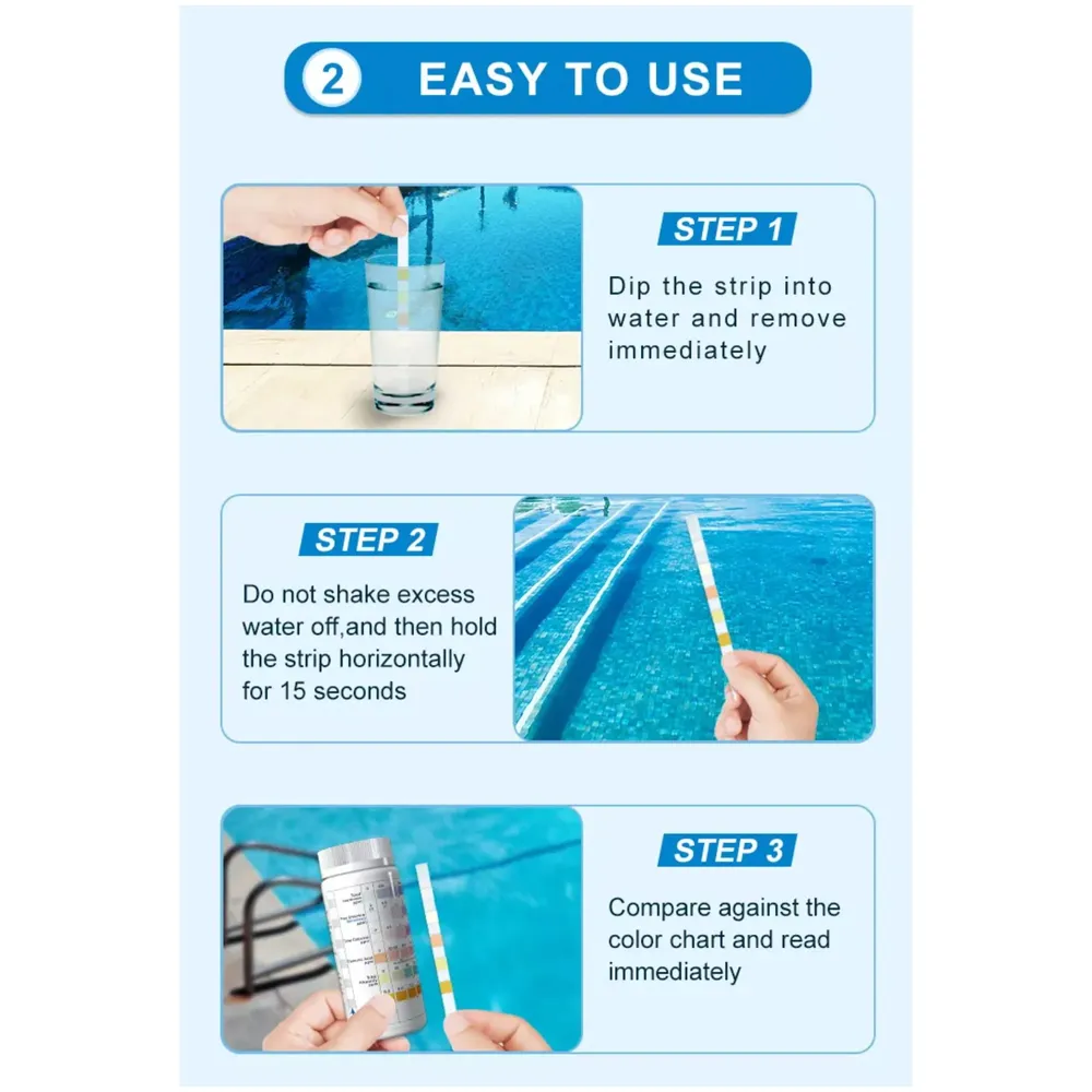 7 in 1 Aquarium Test Kit Swimming Pool Test Strips, Spa, Master Kit 100 Strips for testing Total hardness, Chlorine, Bromine, Cyanuric Acid, Alkalinity And PH