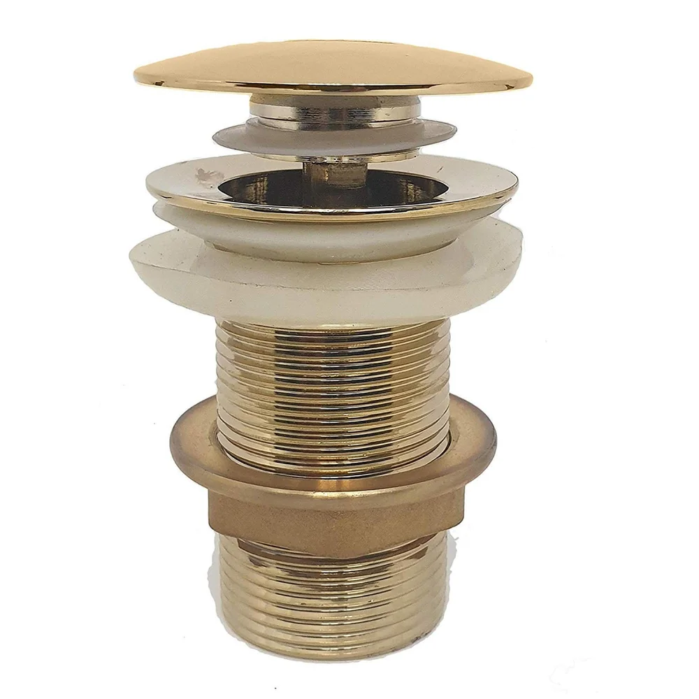 Brass Full Threaded Pop Up Waste Coupling 32 MM ~ 4", Brass Top (Gold)