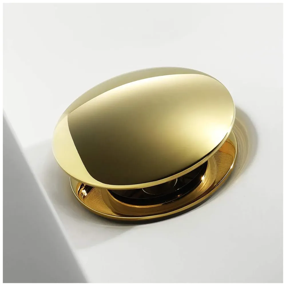 Brass Full Threaded Pop Up Waste Coupling 5", Brass Top (Gold (5 Inch))
