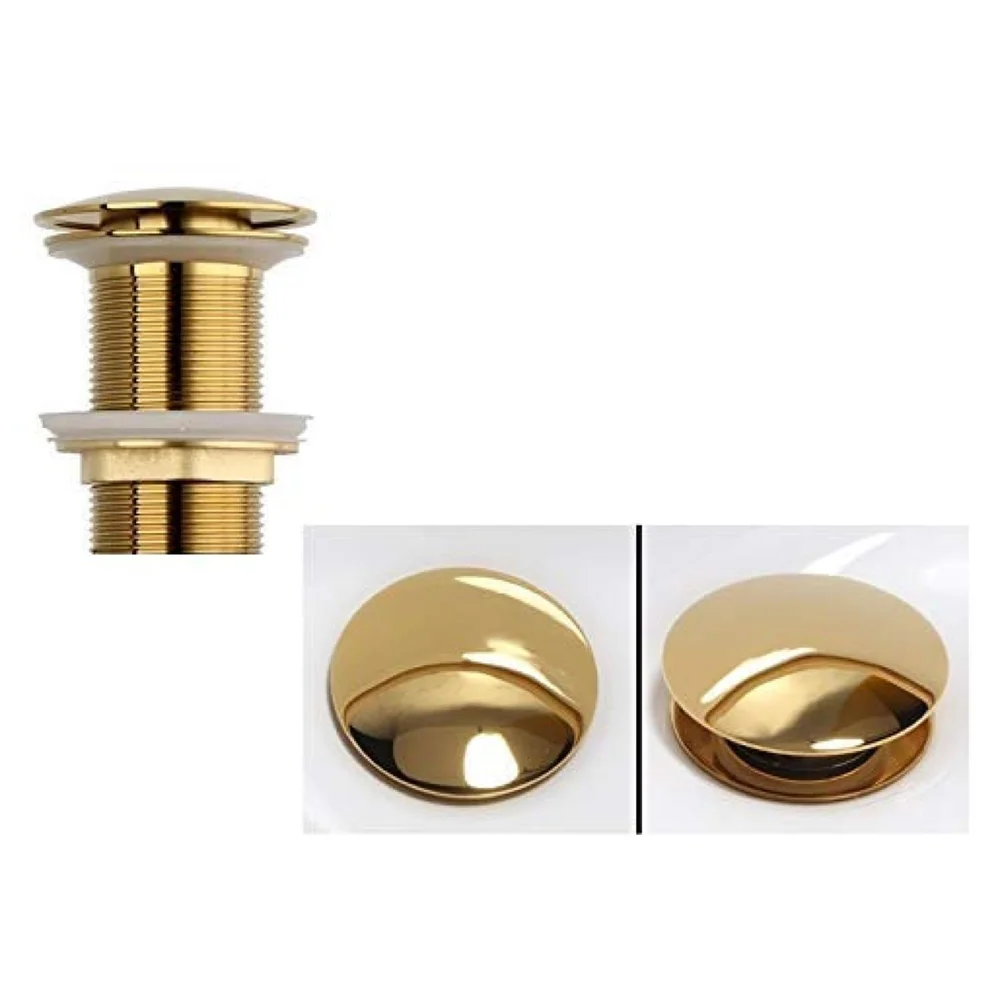 Brass Full Threaded Pop Up Waste Coupling 32 MM ~ 4", Brass Top (Gold)
