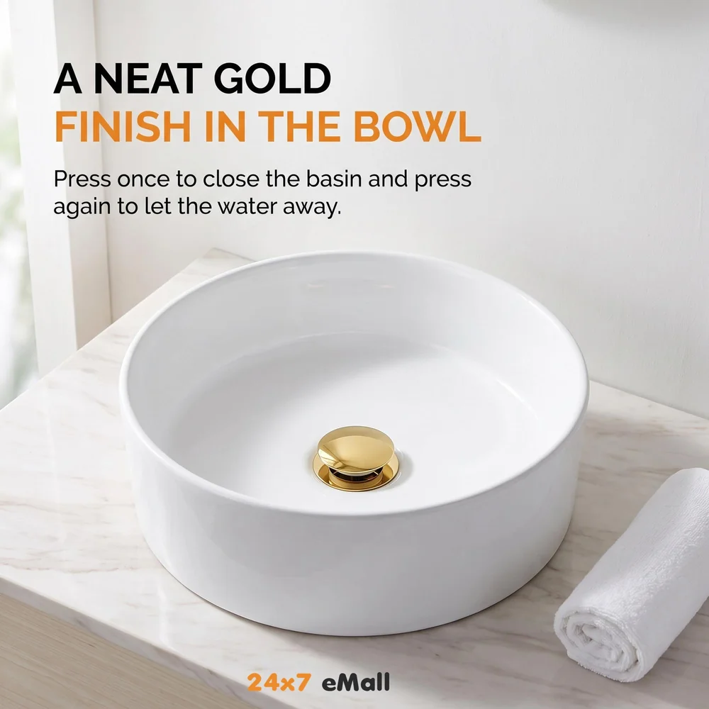 Brass Full Threaded Pop Up Waste Coupling 32 MM ~ 4", Brass Top (Gold)