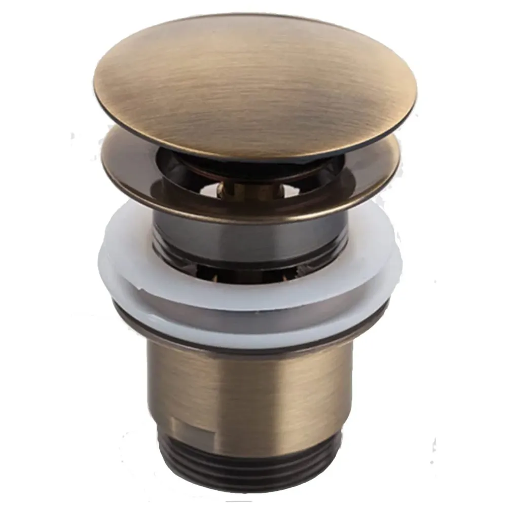 Brass Full Threaded Pop Up Waste Coupling, Brass Top (Antique - 6 Inches)