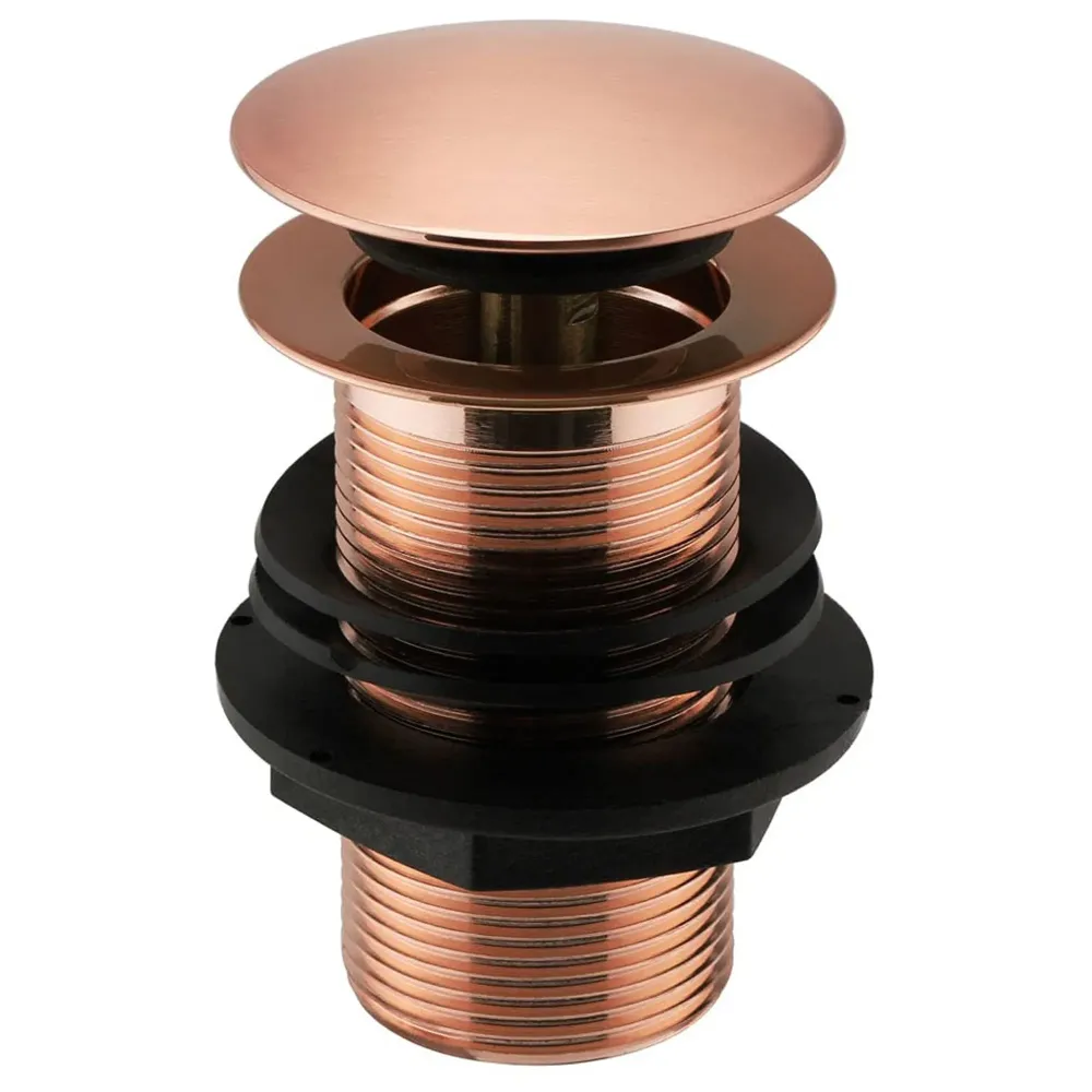 Brass Full Threaded Pop Up Waste Coupling 5", Brass Top (Rose Gold (5 Inch))