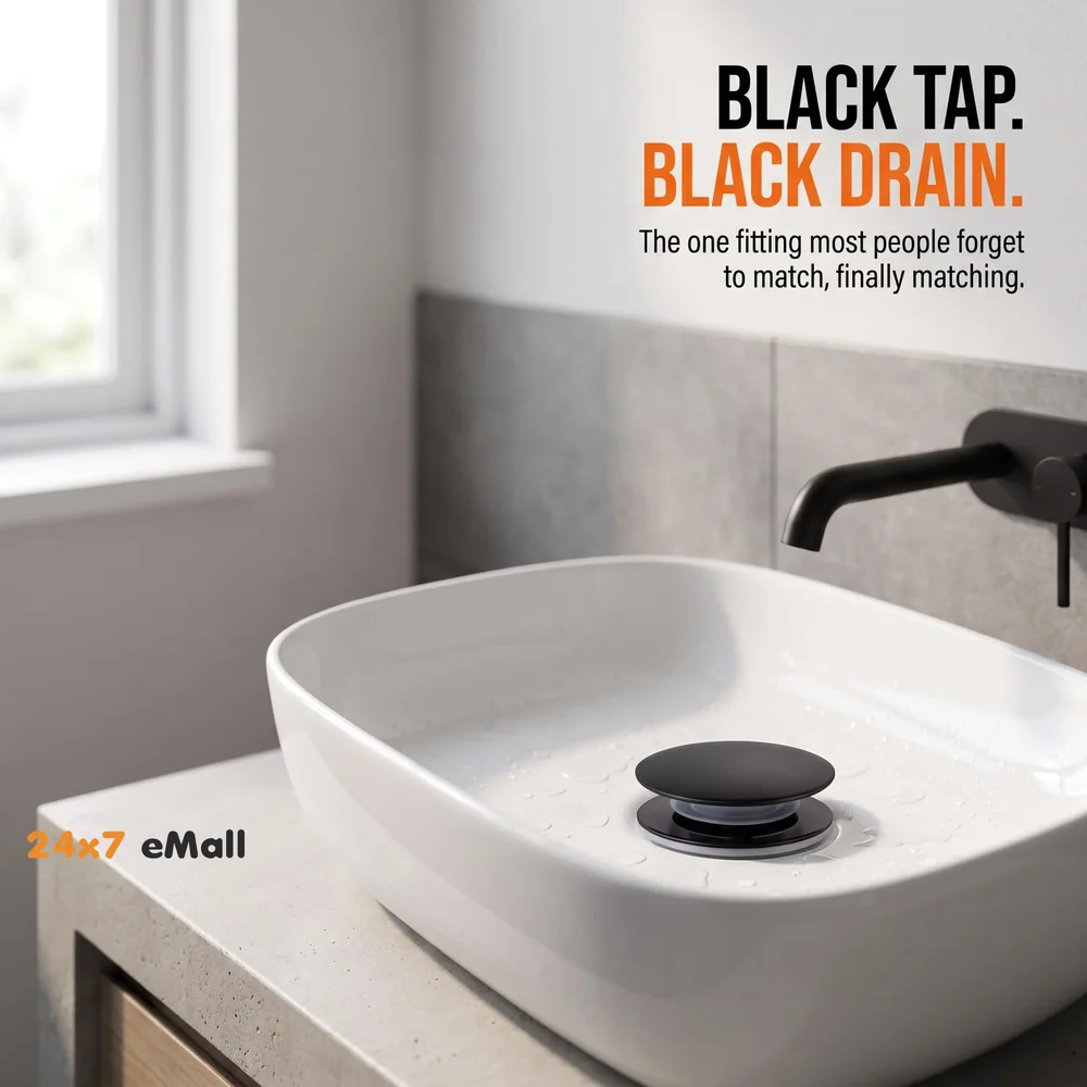 Brass Full Threaded Pop Up Waste Coupling Brass Top (Black - 6 Inches)
