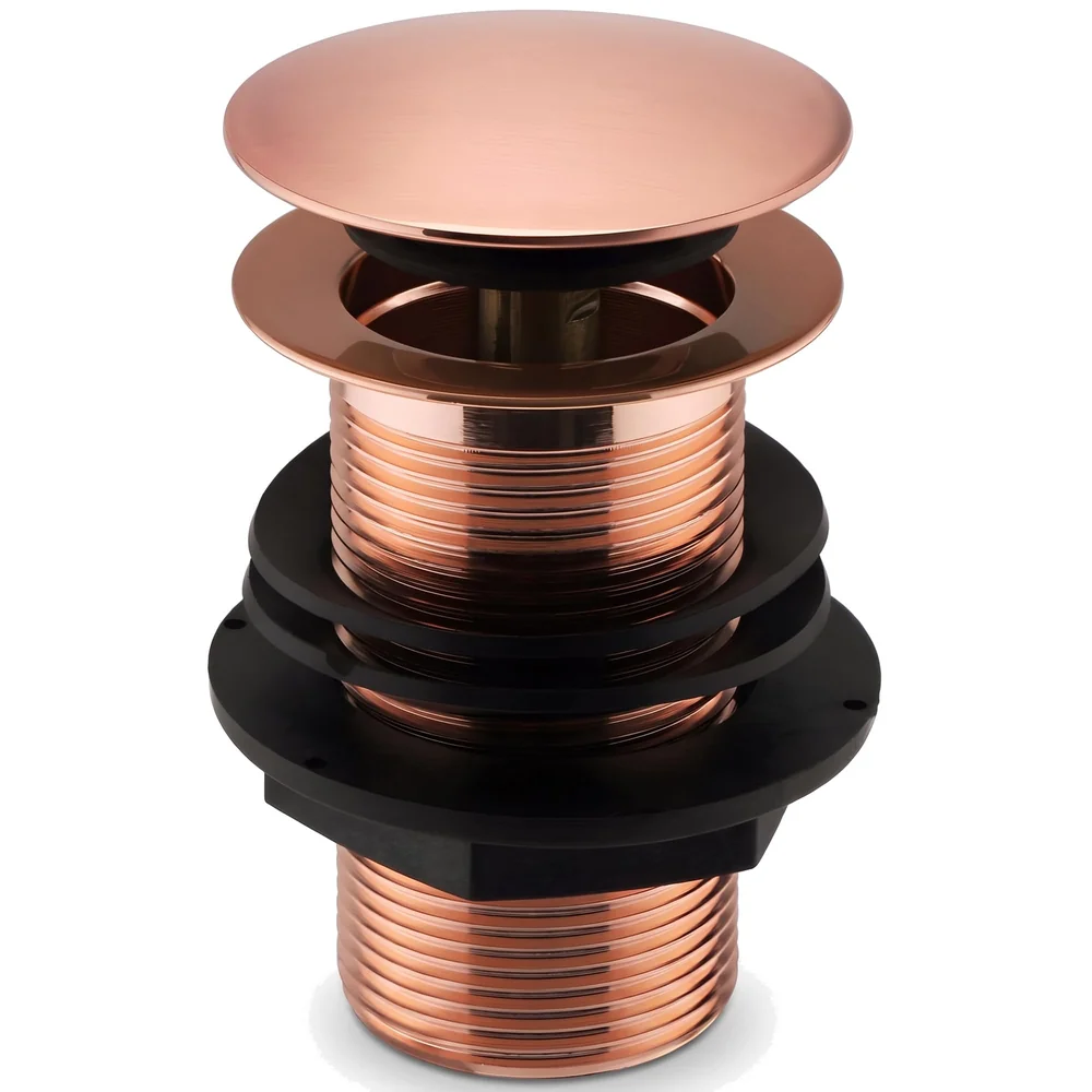 6 Inches Rose Gold Full Threaded Pop Up Waste Coupling for Basins Washroom Toilets Bathroom - 6 inch- 15 cm, Brass Top.