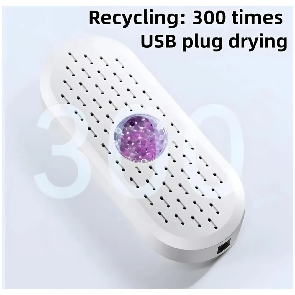 Portable Dehumidifier Air Dryer, Ultra-Quiet Air Cleaner with 1000 ml Tank, Auto Shut Off, Damp & Fungus Control Absorber with Silica Gel for Bedroom, Office, Wardrobe, Suitcase & Kitchen