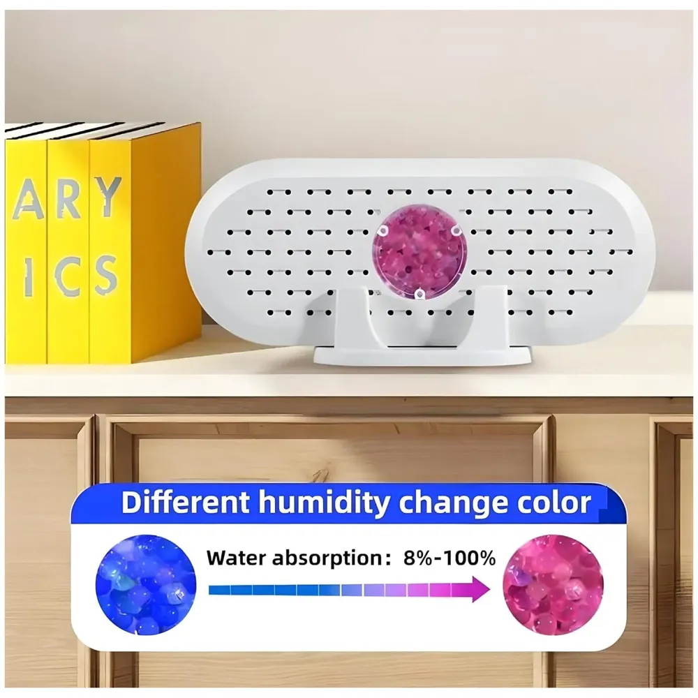 Portable Dehumidifier Air Dryer, Ultra-Quiet Air Cleaner with 1000 ml Tank, Auto Shut Off, Damp & Fungus Control Absorber with Silica Gel for Bedroom, Office, Wardrobe, Suitcase & Kitchen