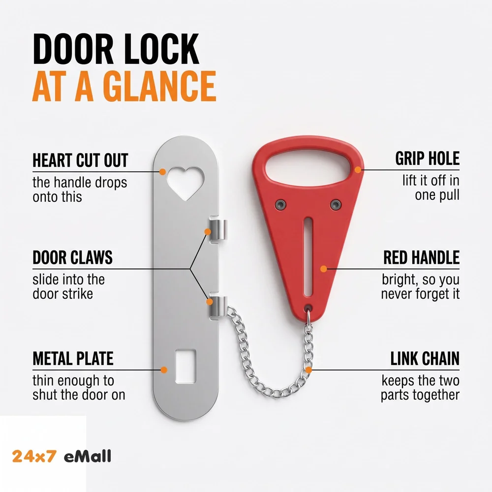 Portable Door Lock Home Security Travel Lockdown Locker Locks for Additional Safety and Privacy Perfect for Traveling Hotel Home Apartment College, Red