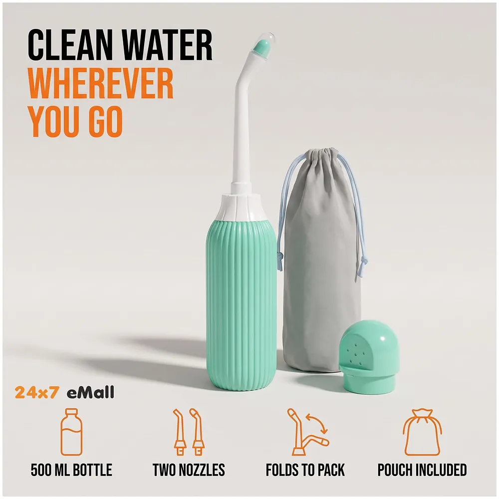500ml Portable Retractable Travel Bidet with Bag and 2 Nozzles
