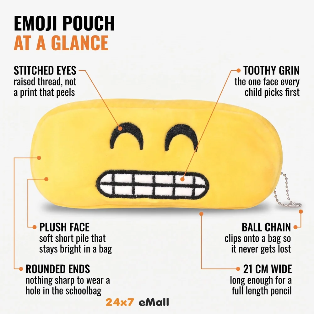 Children, Kids Favorite Soft Toys Emoji Pencil Box Pouch (Teeth)