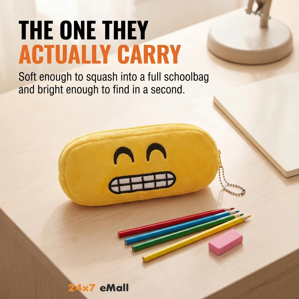 Children, Kids Favorite Soft Toys Emoji Pencil Box Pouch (Teeth)