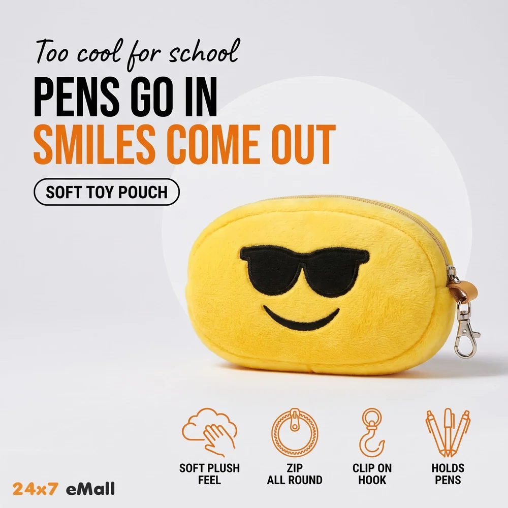 Emoji Children, Kids Favorite Soft Toy Pencil Box Pouch (Cool)