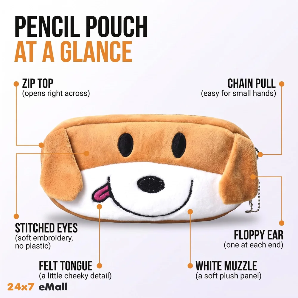 Dog Pencil Pouch Soft Toys for Children, Kids Favorite Pencil Box (Dog)
