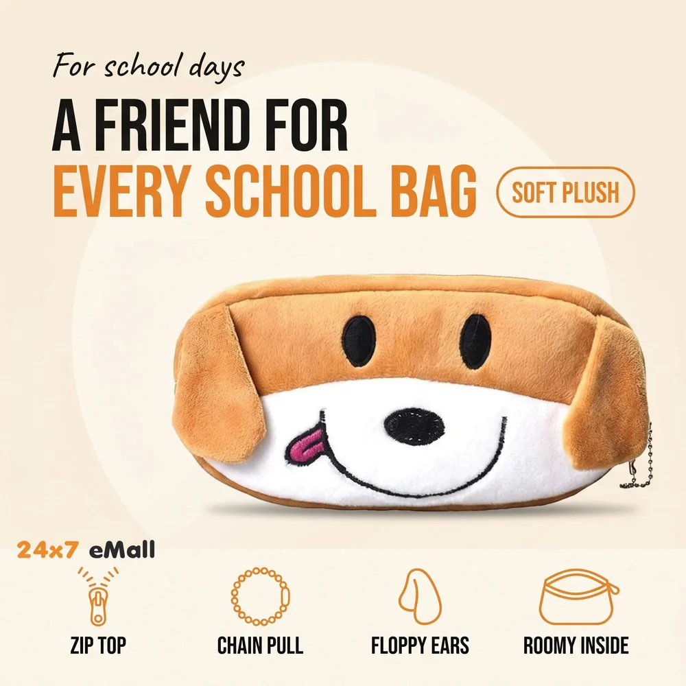 Dog Pencil Pouch Soft Toys for Children, Kids Favorite Pencil Box (Dog)