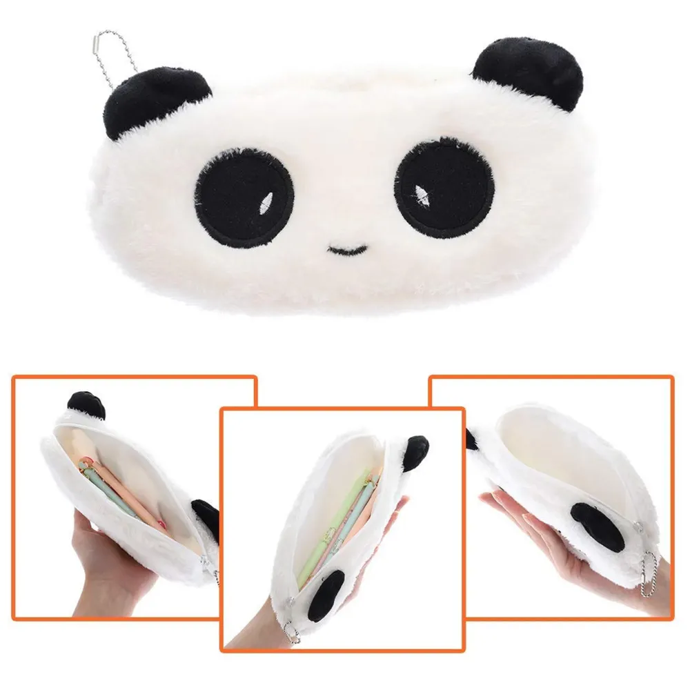 Fur Soft Toys Panda Pencil Pouch Pencil Box for Children (Panda Fur, 12)