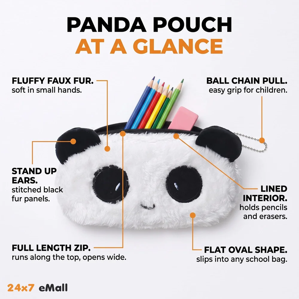 Fur Soft Toys Panda Pencil Pouch Pencil Box For Children (Panda Fur, 1),Blue