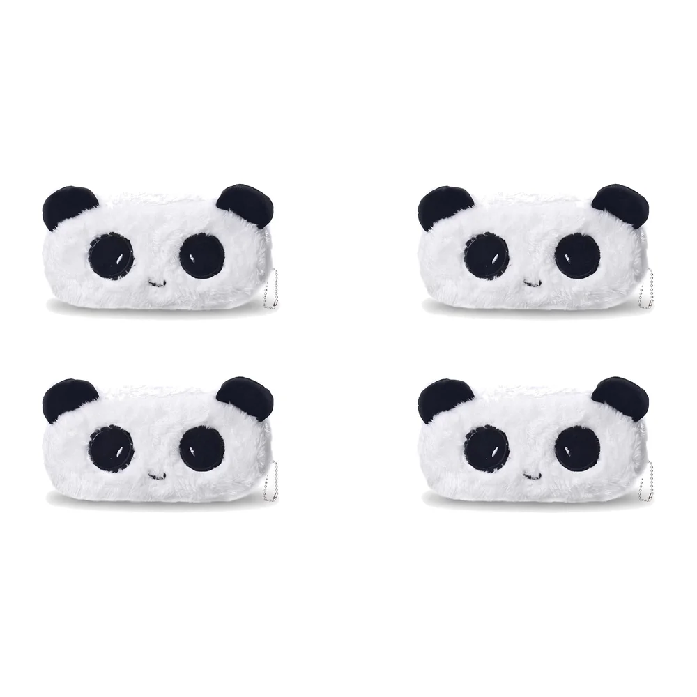 4 Pcs Panda Fur Pencil Pouch Soft Toy Box 21 x 10 cm Stationery