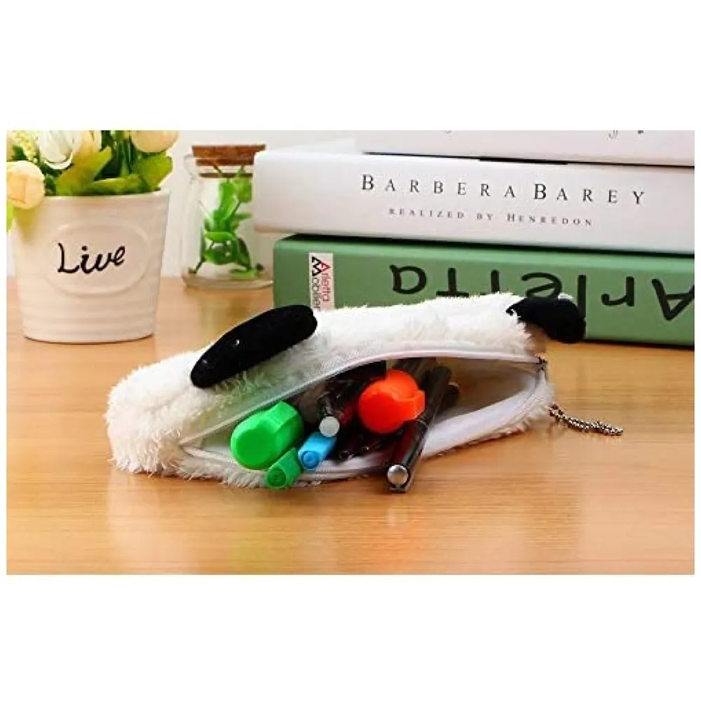 4 Pcs Panda Fur Pencil Pouch Soft Toy Box 21 x 10 cm Stationery