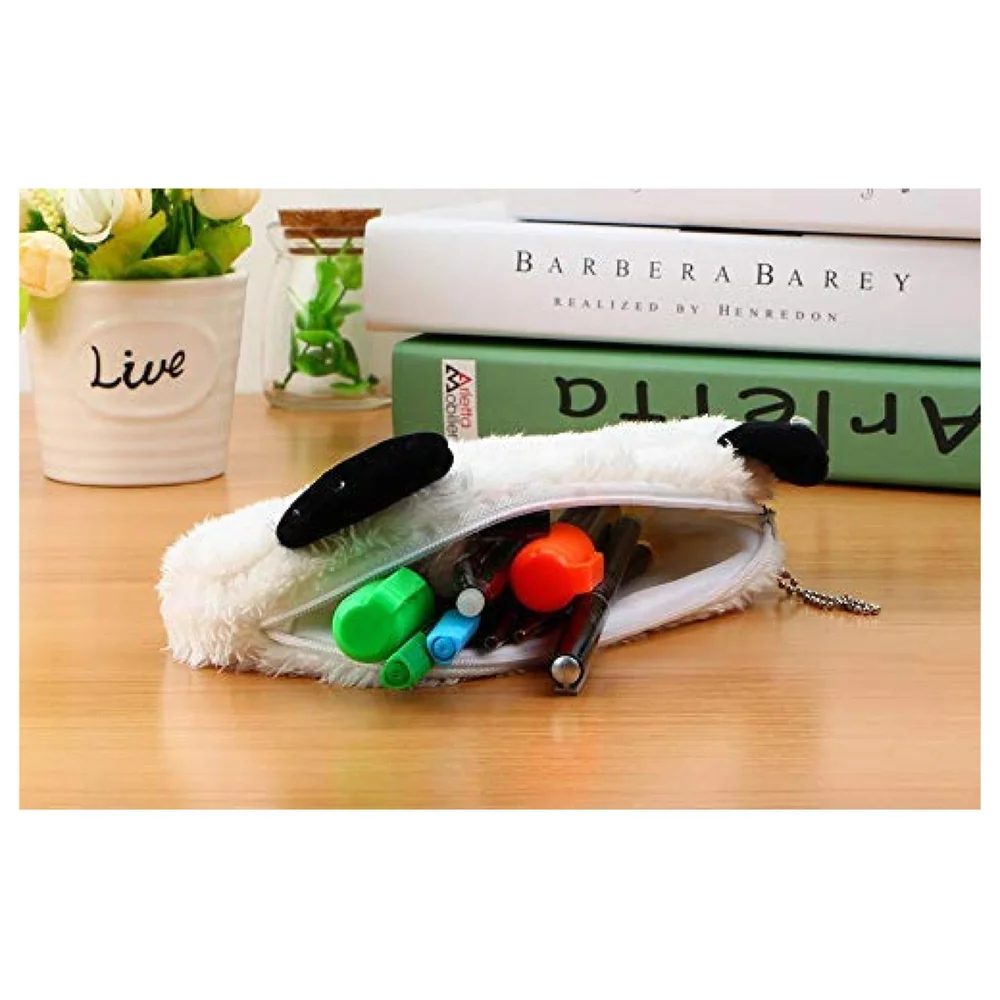 Fur Soft Toys Panda Pencil Pouch Pencil Box For Children (Panda Fur, 1),Blue