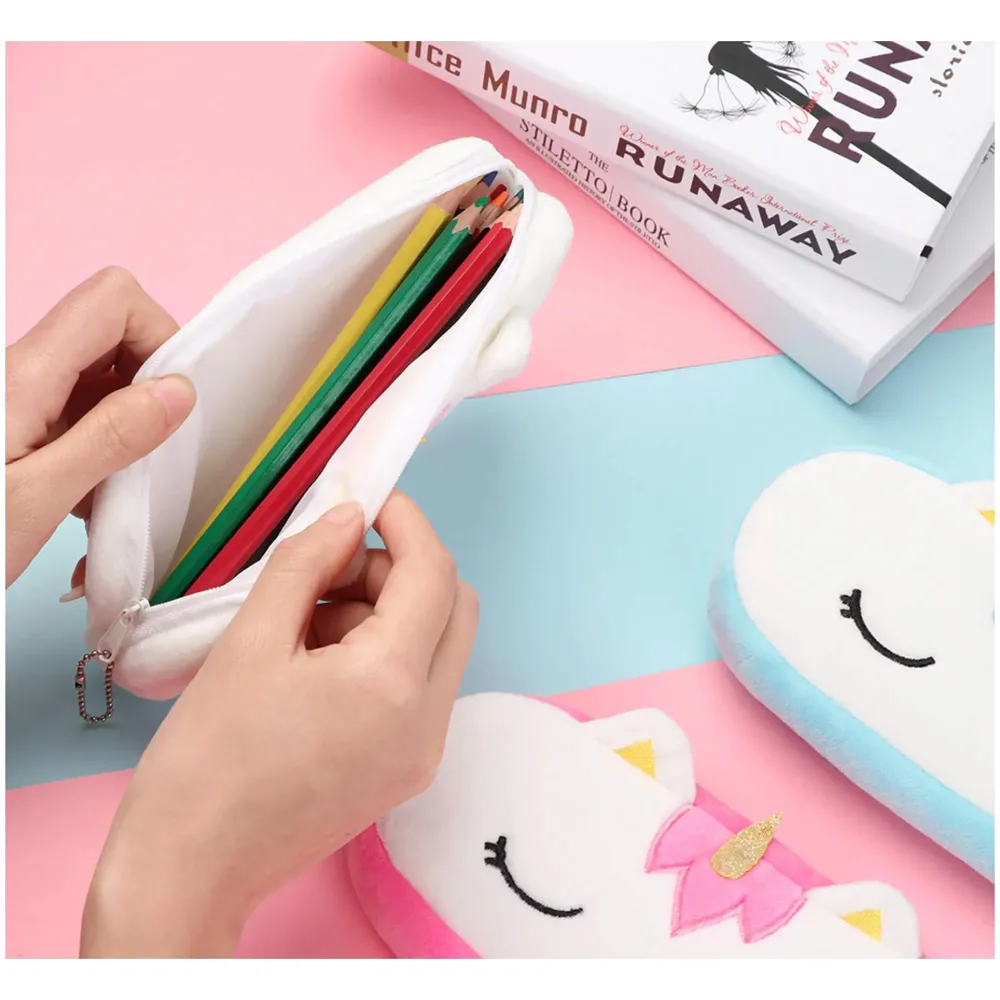 Kids Favorite Pink Unicorn Pencil Pouch Soft Toys Pencil Box for Children (Multicolour)