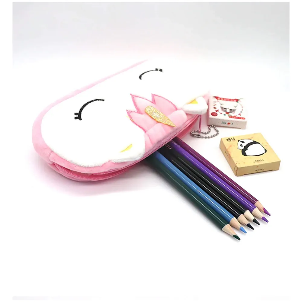 Kids Favorite Pink Unicorn Pencil Pouch Soft Toys Pencil Box for Children (Multicolour)