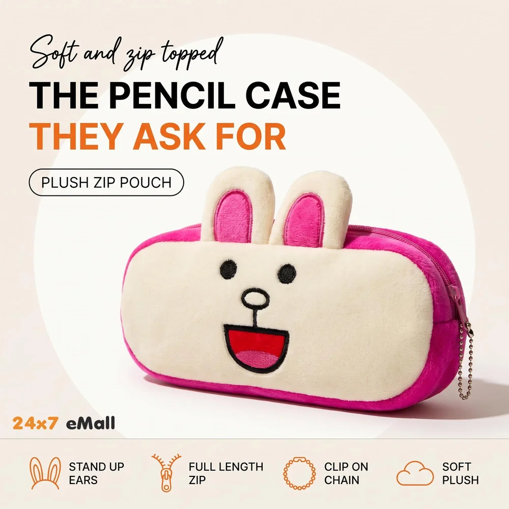 Bunny Rabbit Animal Pencil Pouch Soft Toys for Children, Kids Favorite Pencil Box (Bunny)