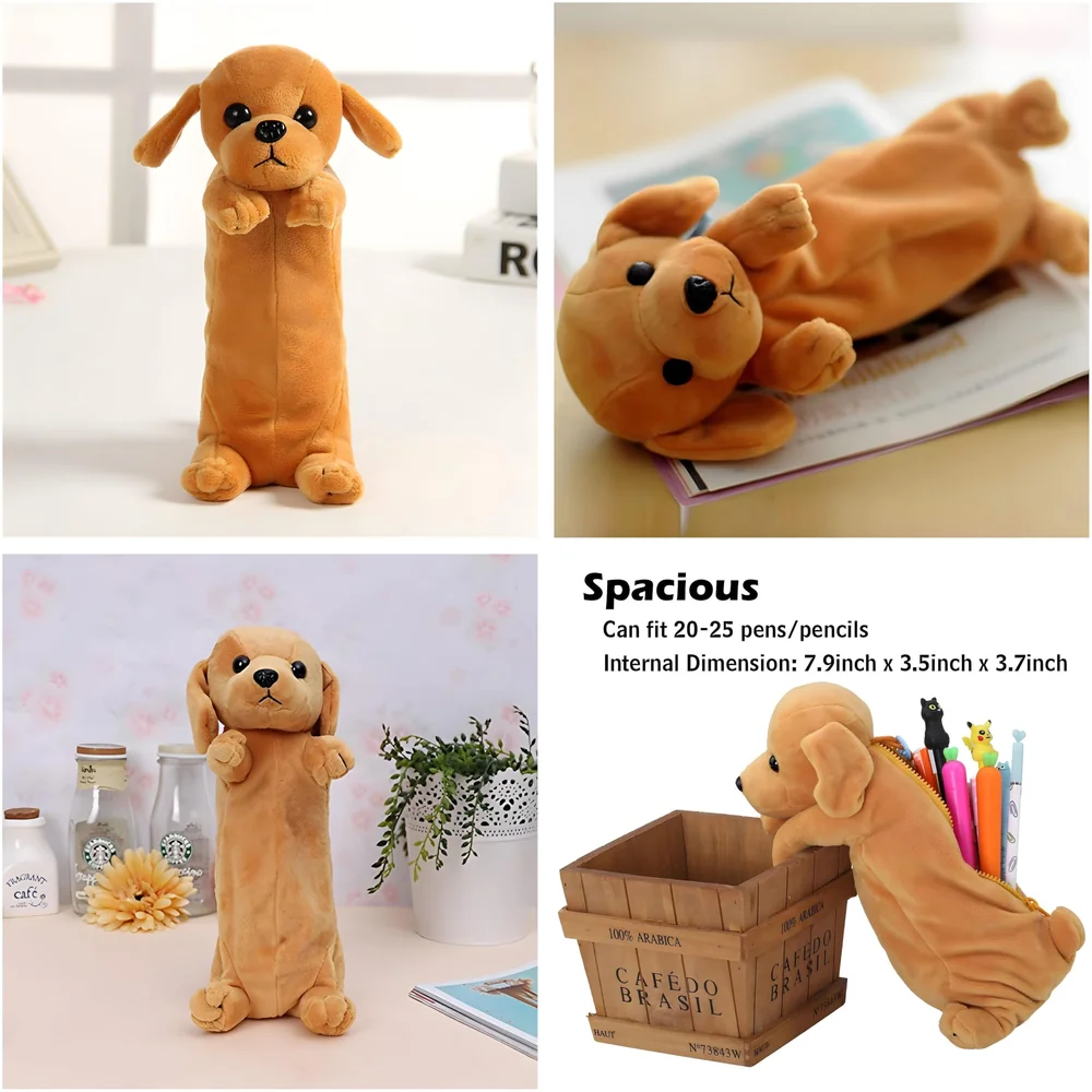Fabric Kids Favorite 3D Dog, Emoji Soft Toys Pencil Pouch Pencil Box For Children (Multicolour)
