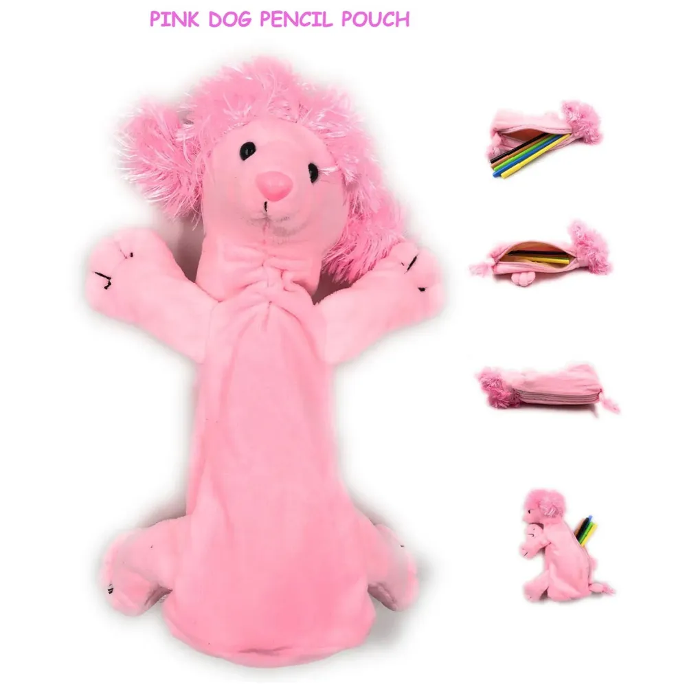 Pink Dog Pencil Pouch Soft Toys for Children, Kids Favorite Pencil Box (3D Pink Dog)