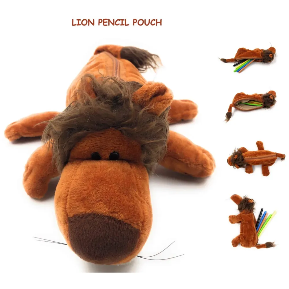 Lion Pencil Pouch Soft Toys for Children, Kids Favorite Pencil Box (3D Lion)