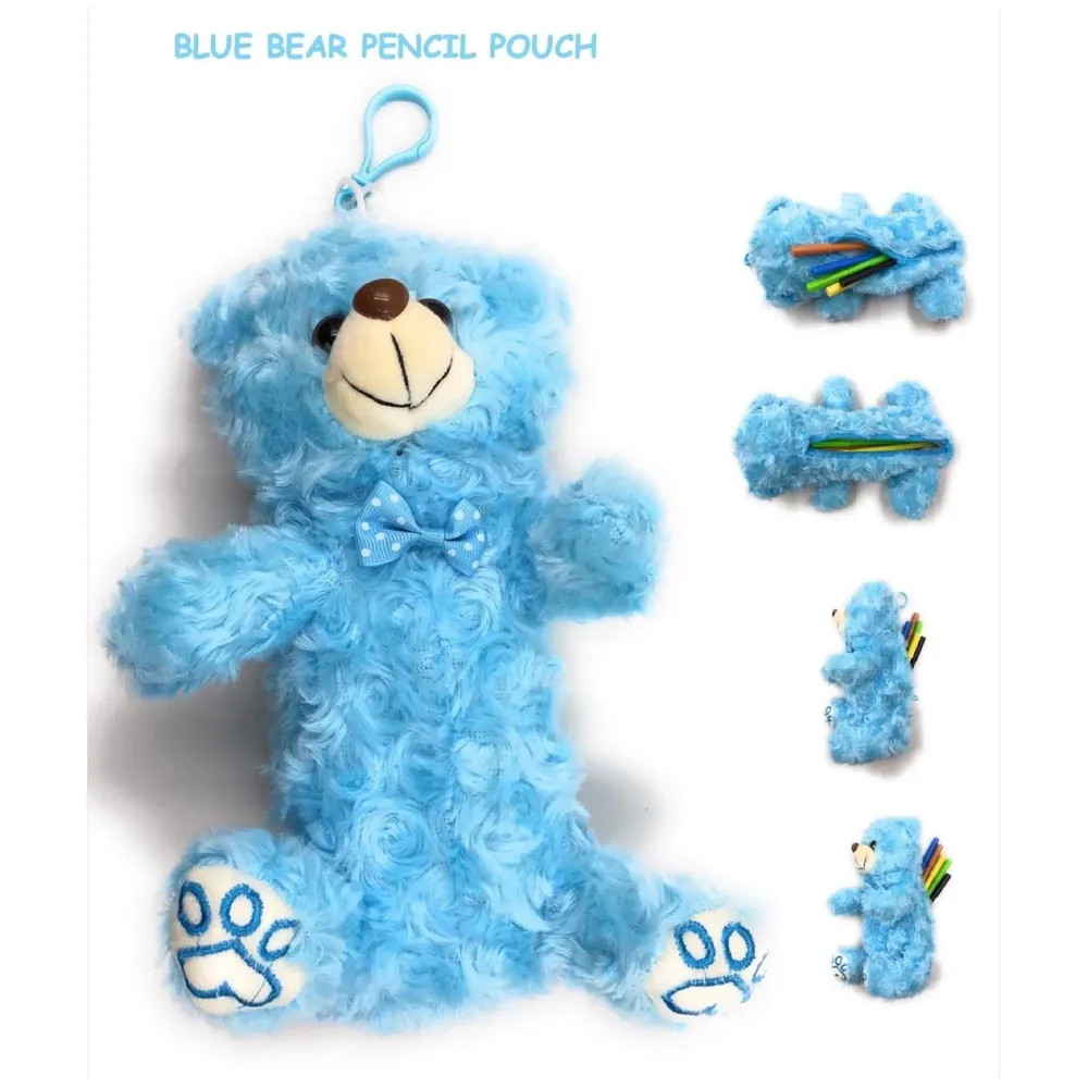 Blue Bear Pencil Pouch Soft Toys for Children, Kids Favorite Pencil Box (3D Blue Bear)