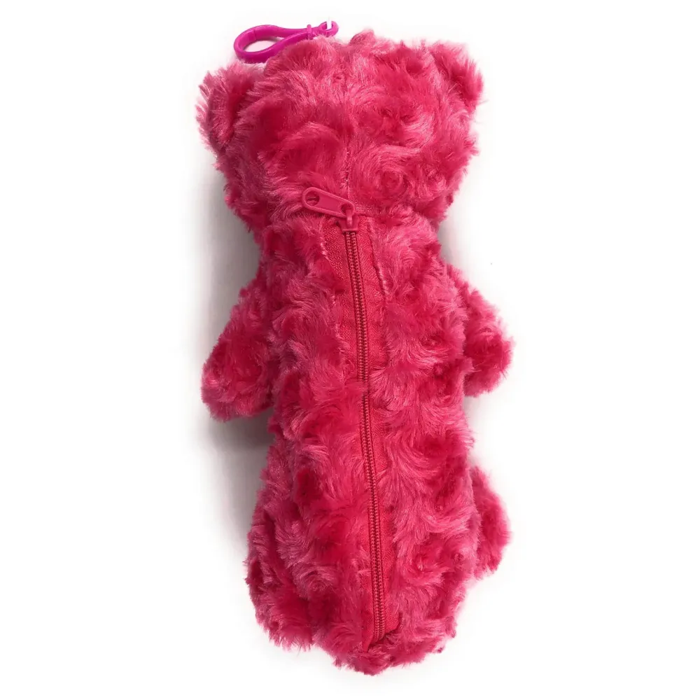 Bear Pencil Pouch Soft Toys for Children, Kids Favorite Pencil Box (3D Dark Pink Bear)
