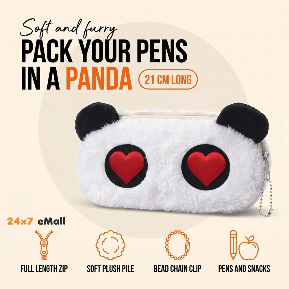 Panda Heart Pencil Pouch Soft Toys for Children, Kids Favourite Pencil Box