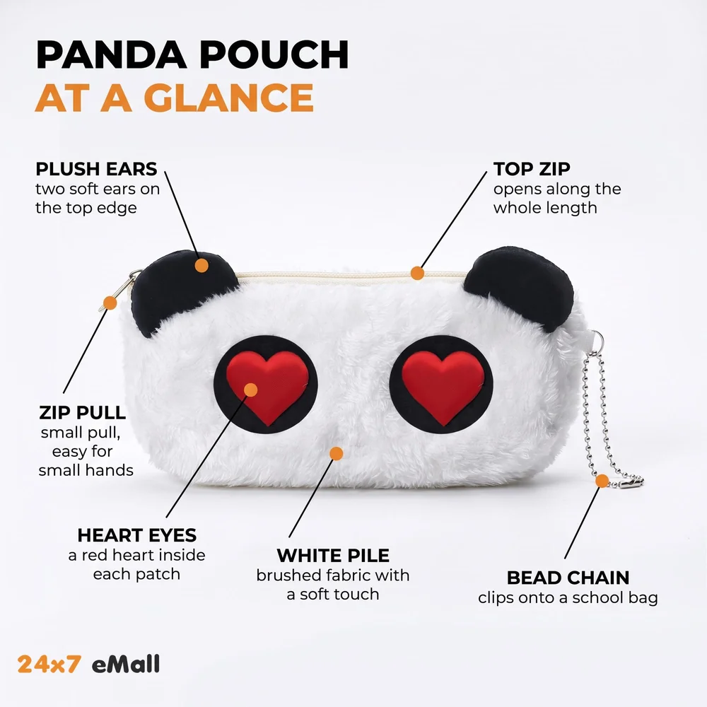 Panda Heart Pencil Pouch Soft Toys for Children, Kids Favourite Pencil Box