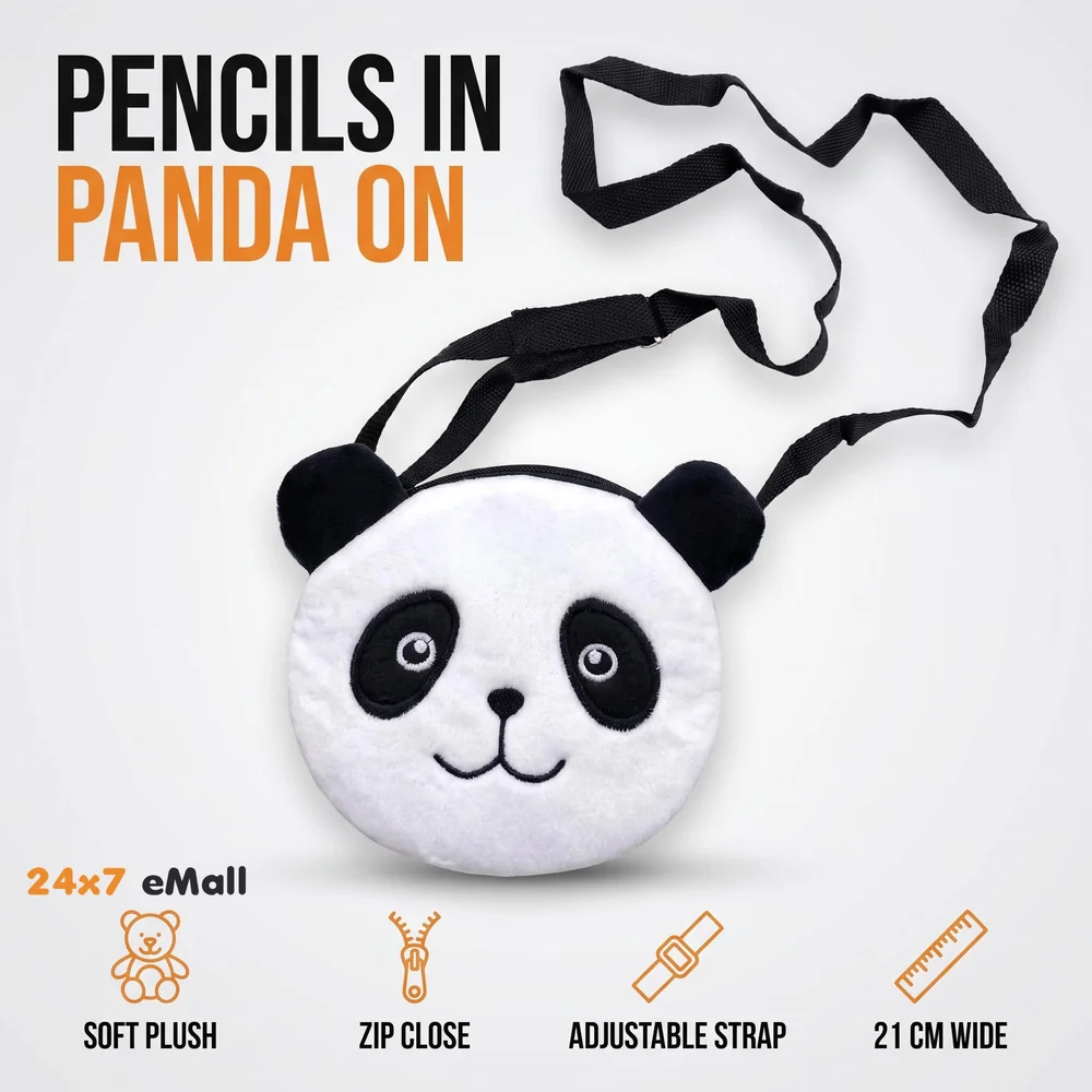 Emoji Pencil Pouch Soft Toys for Children, Kids Favorite Pencil Box (Panda Round)