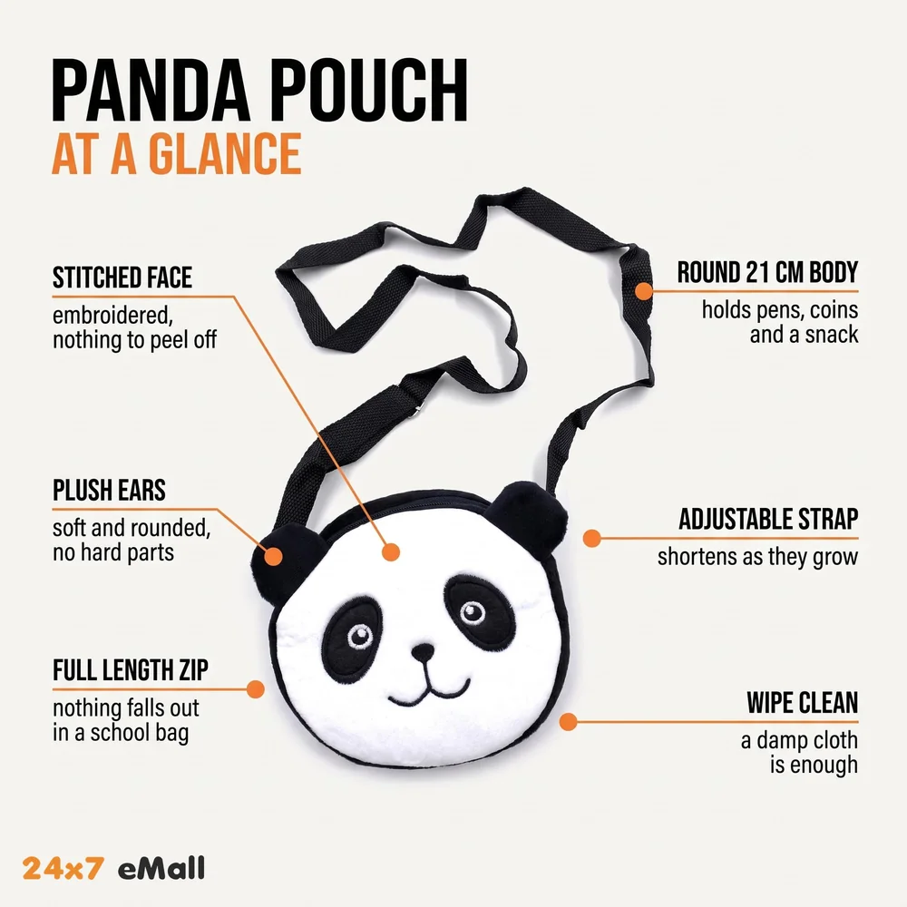 Emoji Pencil Pouch Soft Toys for Children, Kids Favorite Pencil Box (Panda Round)
