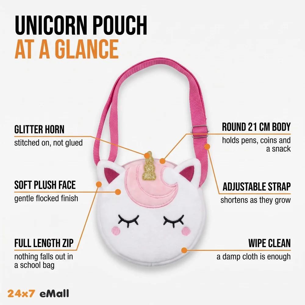 Emoji Pencil Pouch Soft Toys for Children, Kids Favorite Pencil Box (Unicorn Round)