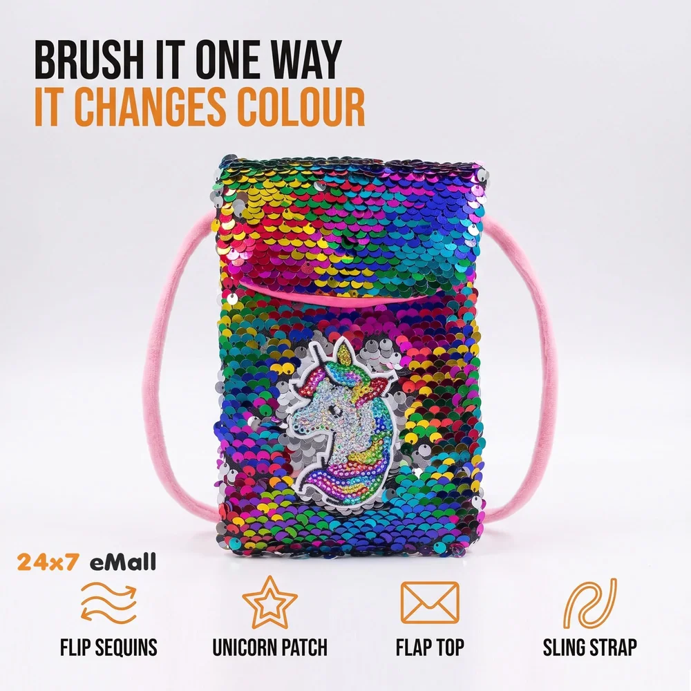 Emoji Pencil Pouch Soft Toys for Children, Kids Favorite Pencil Box (Unicorn Sequin)