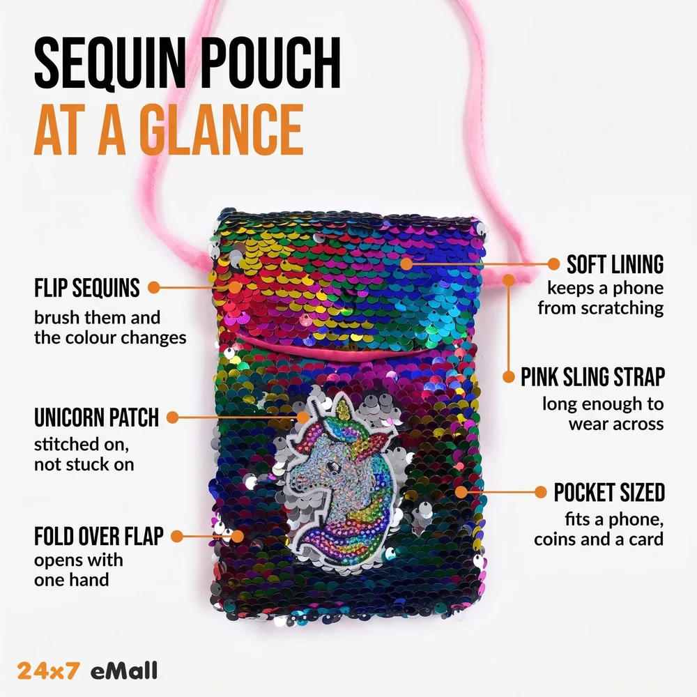 Emoji Pencil Pouch Soft Toys for Children, Kids Favorite Pencil Box (Unicorn Sequin)