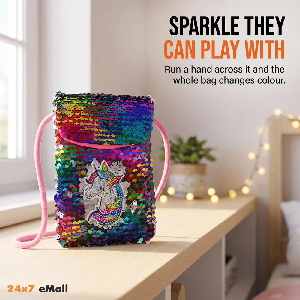 Emoji Pencil Pouch Soft Toys for Children, Kids Favorite Pencil Box (Unicorn Sequin)