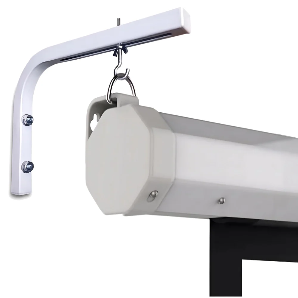 10 inch Universal Projector Mount Bracket Screen L-Bracket Wall Hanging Mount Kit 10" Adjustable Extension with Hook for Projector Screen Indoor Outdoor Movie Video Home Theater, White