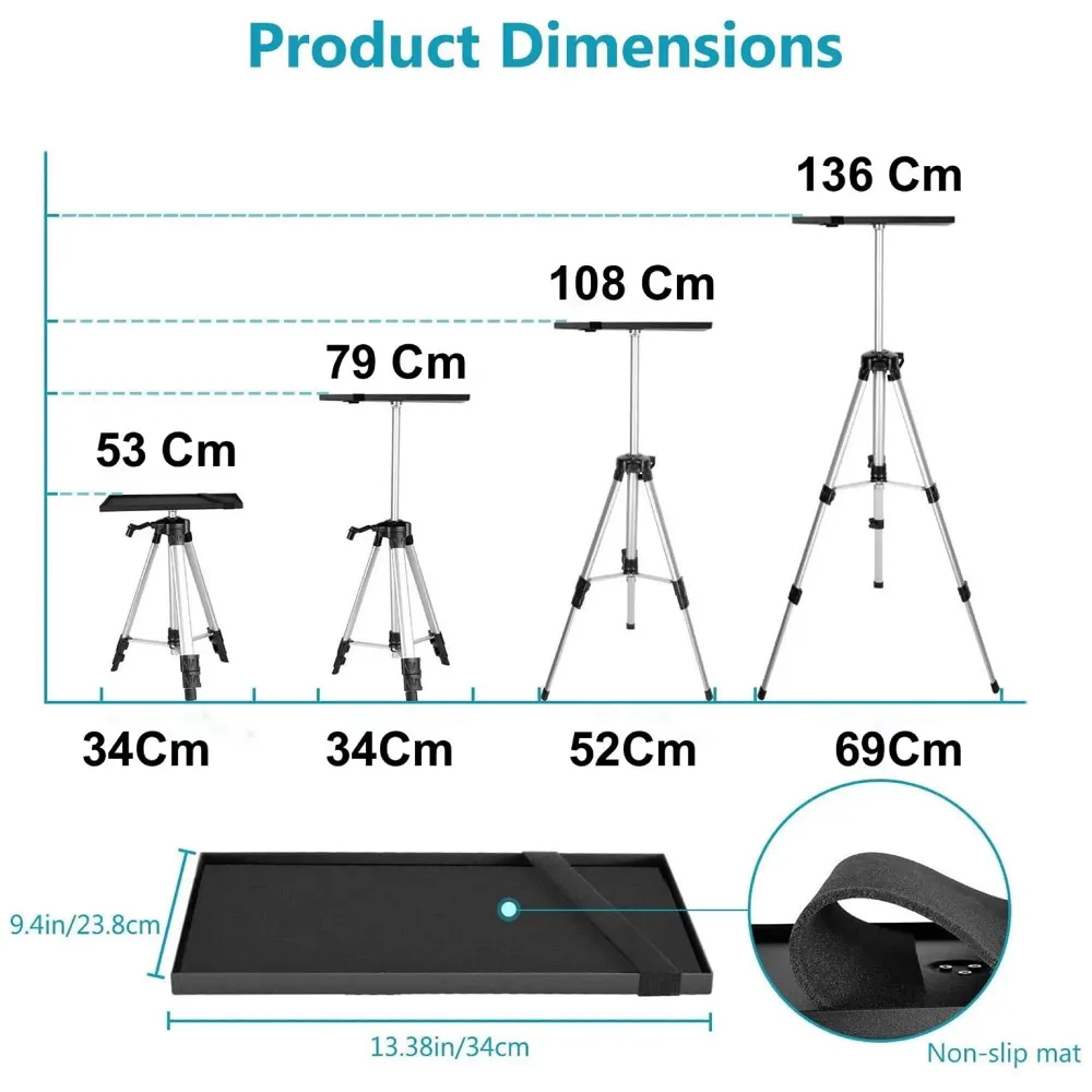 Projector Stand Height Adjustable Aluminium Projector Table and Floor Stand for Projector