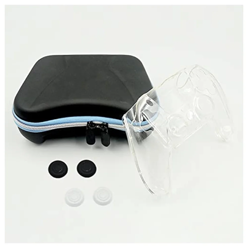 Controller Case Compatible with PlayStation 5 Controller Black Hard Shell with Clear Cover and Thumb Grips