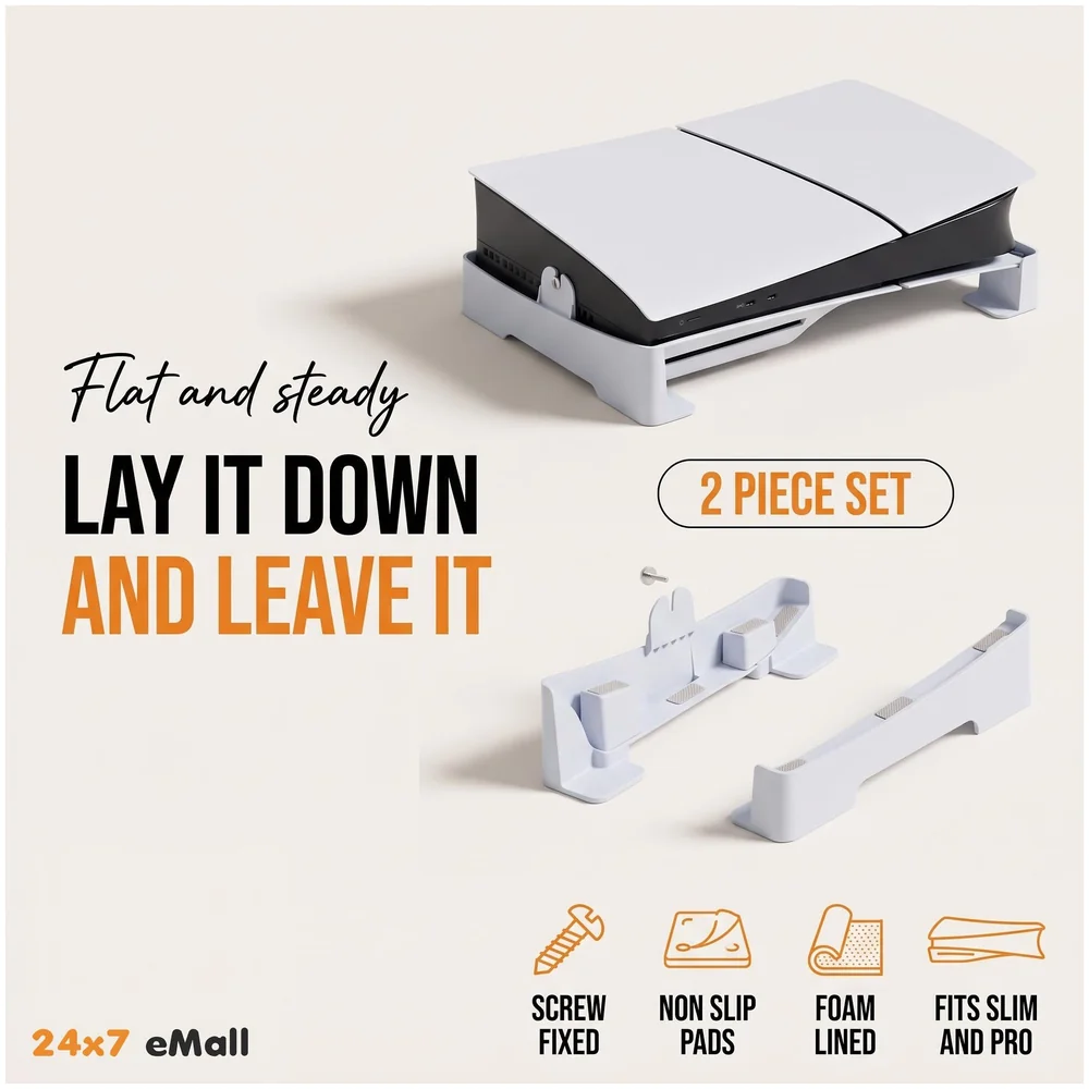 Horizontal Stand for PS5 Slim and Pro PVC Screw In Mount
