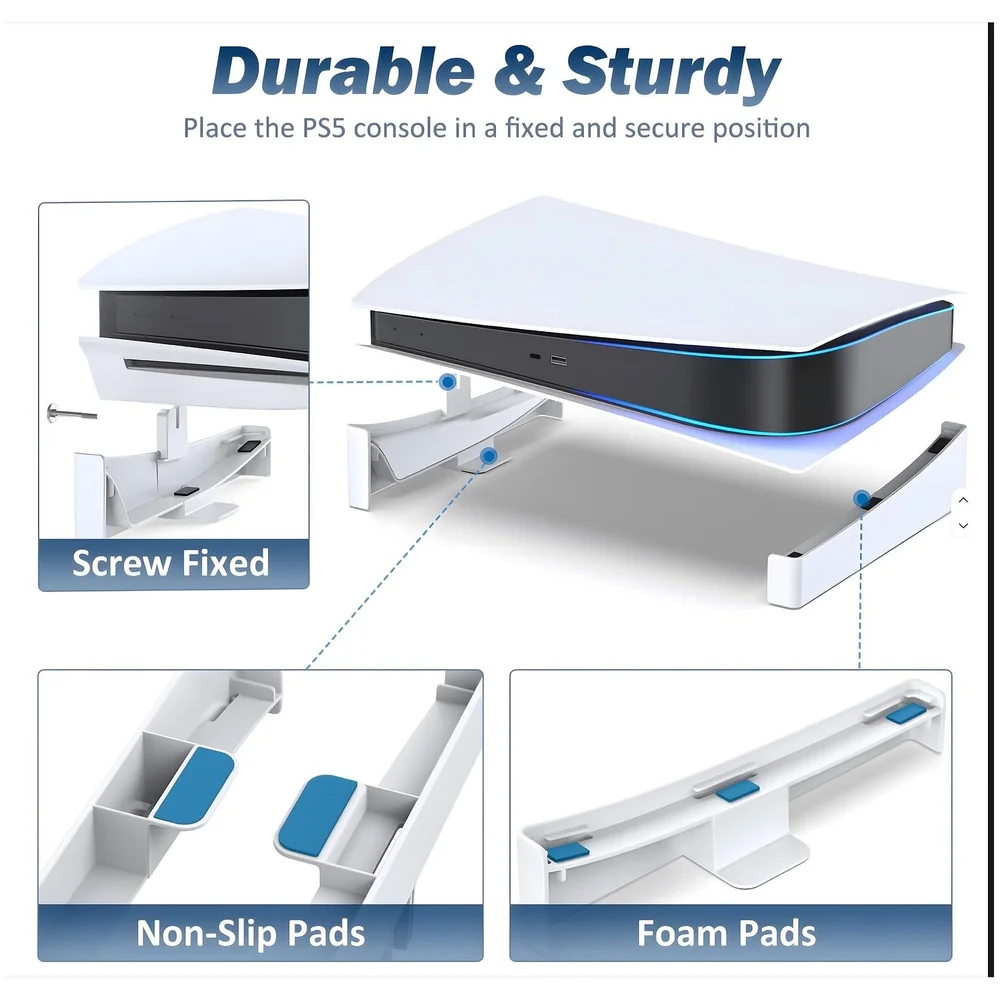 Horizontal Stand for PS5 Slim and Pro PVC Screw In Mount