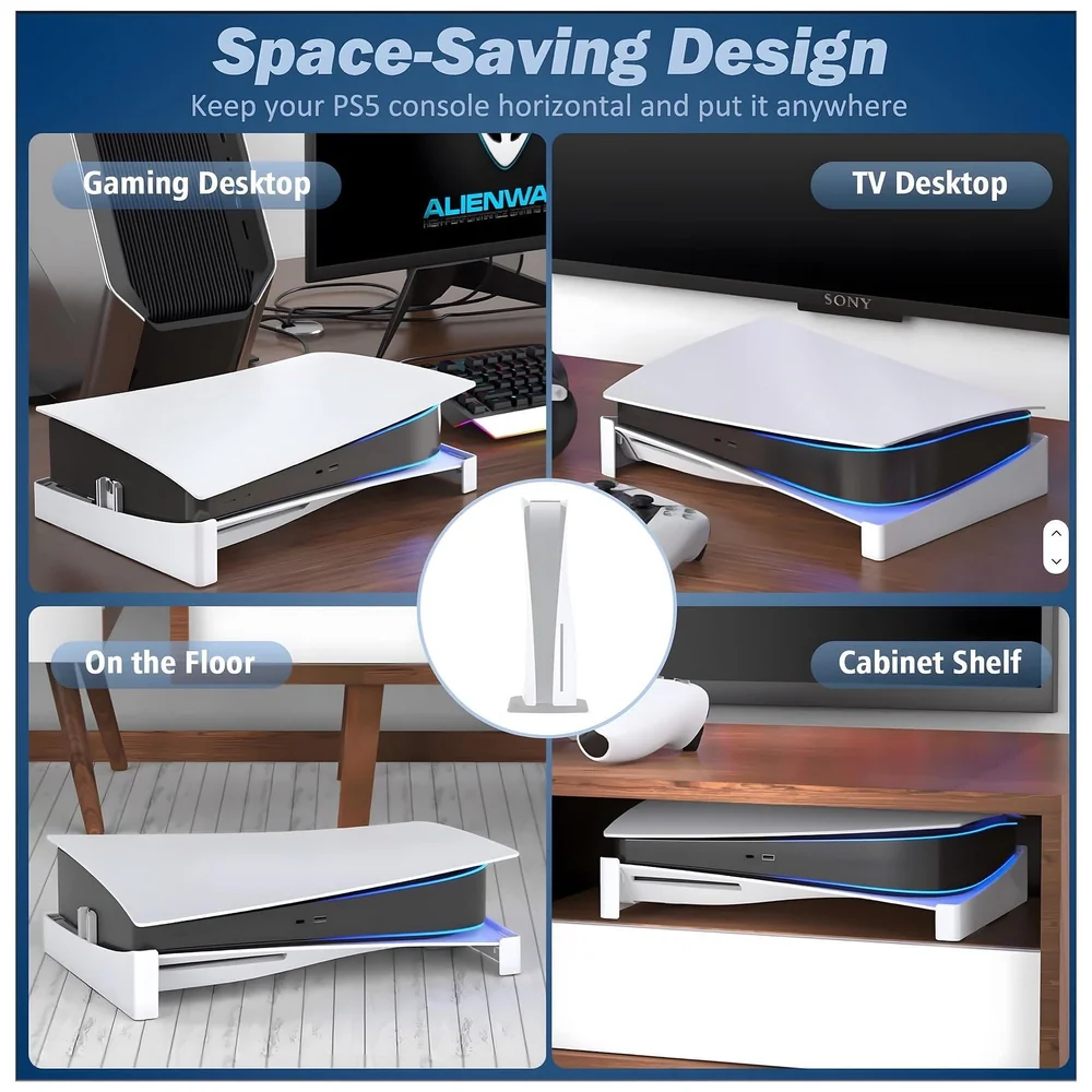 Horizontal Stand for PS5 Slim and Pro PVC Screw In Mount