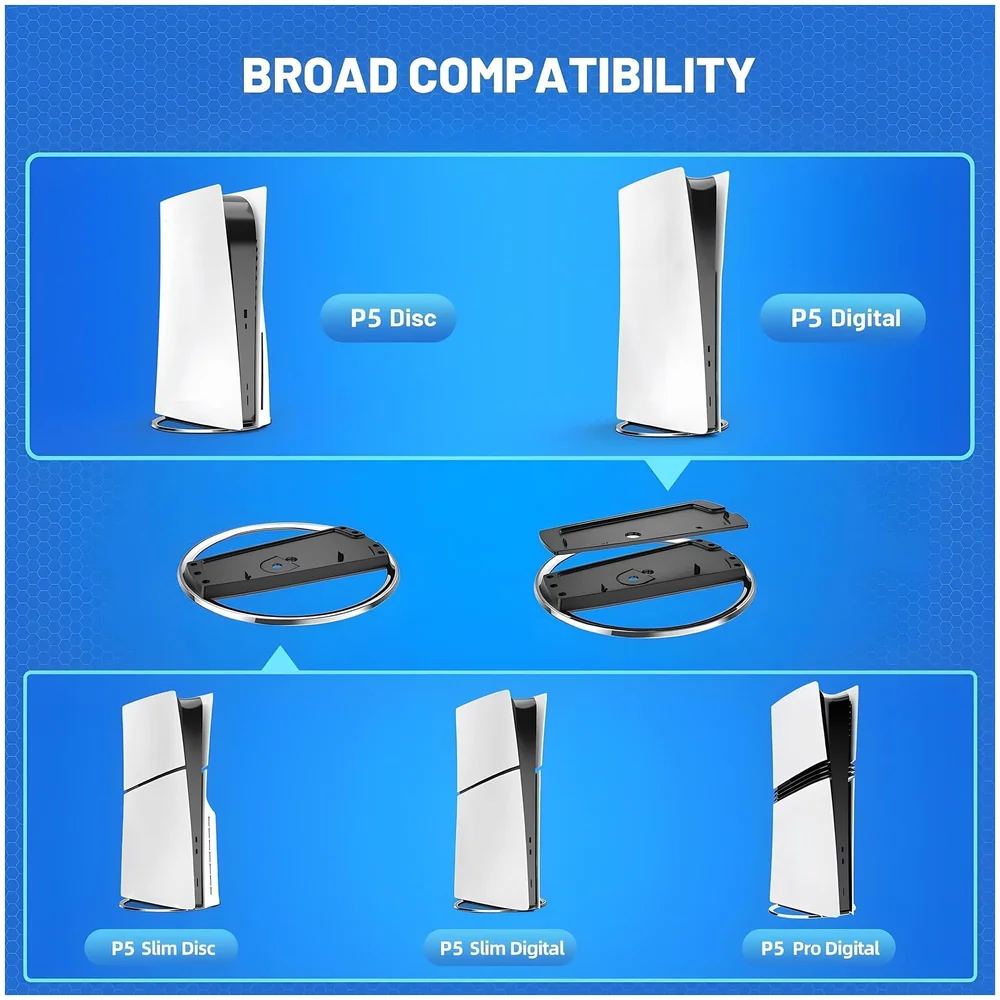 Gaming Stand for All Models – Fat, Slim, Pro Consoles Gaming Base Screw in Mount for Vertical Standing of the Device Stable and Firm Grip – 6.1 Inch Diameter Metal Body