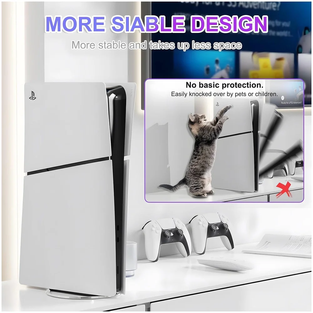 Gaming Stand for All Models – Fat, Slim, Pro Consoles Gaming Base Screw in Mount for Vertical Standing of the Device Stable and Firm Grip – 6.1 Inch Diameter Metal Body