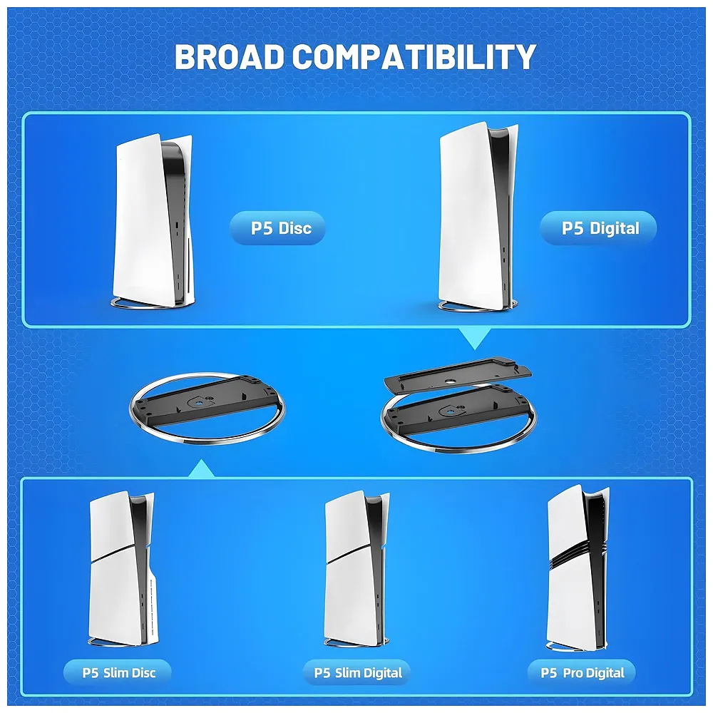 Vertical Stand for PS5 Fat Slim Pro 6.1 Inch Metal Base