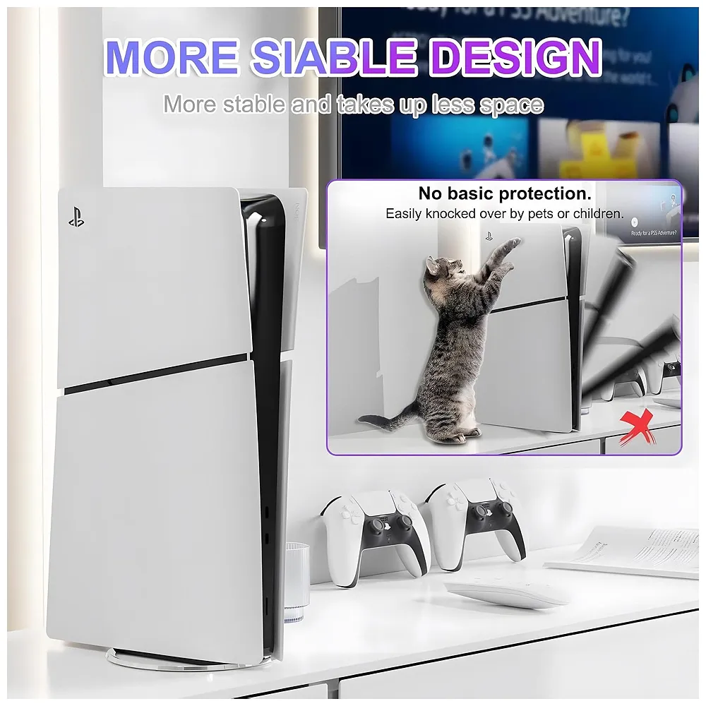 Vertical Stand for PS5 Fat Slim Pro 6.1 Inch Metal Base