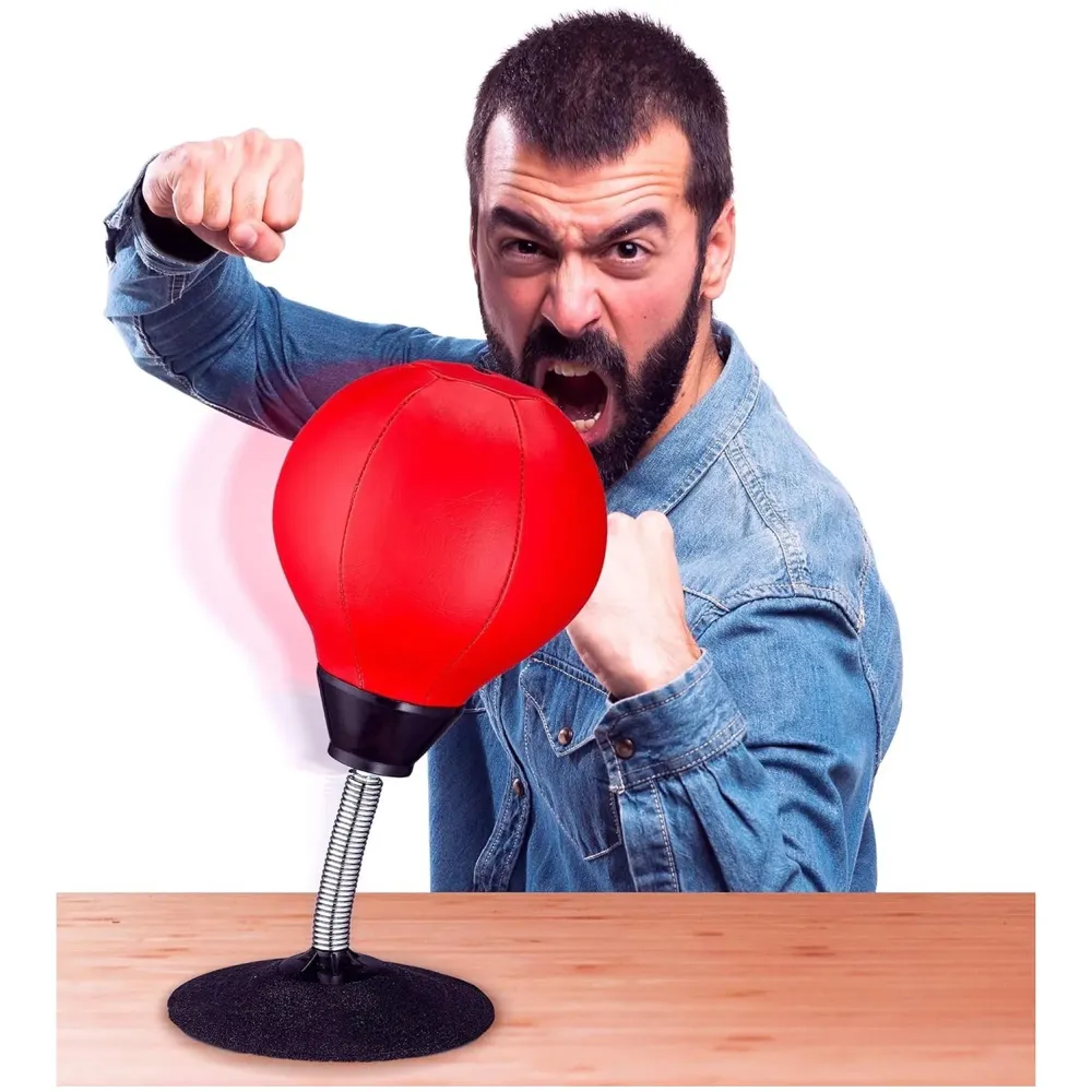 Desk Punching Bag Stress Buster Relief Free Standing Desk Table Boxing Punch Ball Suction Cup Reflex Strain 36 Cm Height Gag Gift